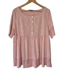 Bloomchic Babydoll Plus Size Blush Pink Top Size 12 US Plus